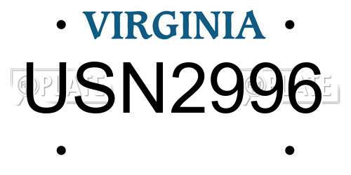 USN2996 Virginia License Plate