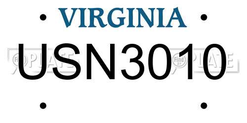 USN3010 Virginia License Plate