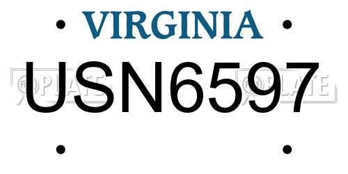 USN6597 Virginia License Plate