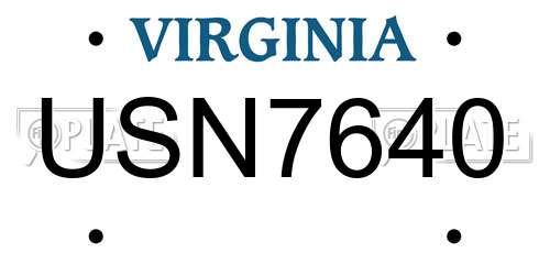 USN7640 Virginia License Plate