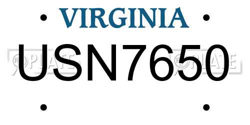 USN7650 Virginia License Plate