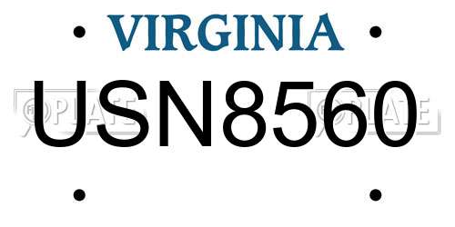 USN8560 Virginia License Plate