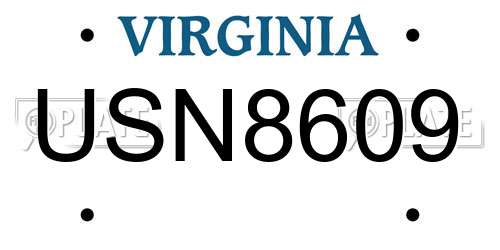 USN8609 Virginia License Plate