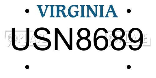 USN8689 Virginia License Plate
