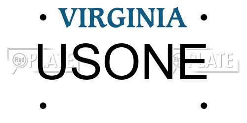 USONE Virginia License Plate
