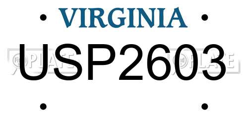 USP2603 Virginia License Plate