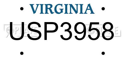 USP3958 Virginia License Plate