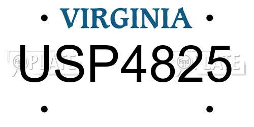 USP4825 Virginia License Plate