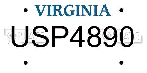 USP4890 Virginia License Plate