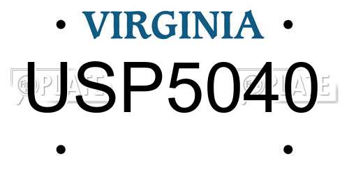 USP5040 Virginia License Plate