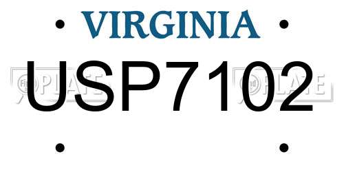 USP7102 Virginia License Plate