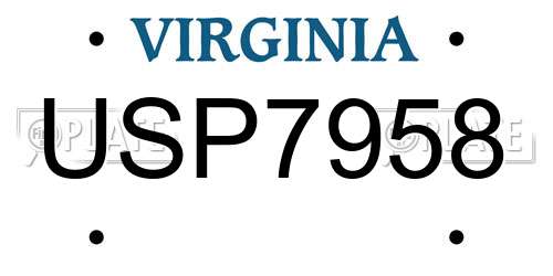 USP7958 Virginia License Plate