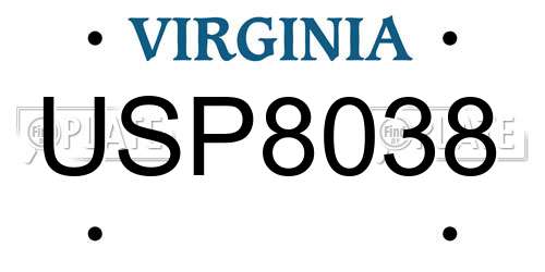 USP8038 Virginia License Plate