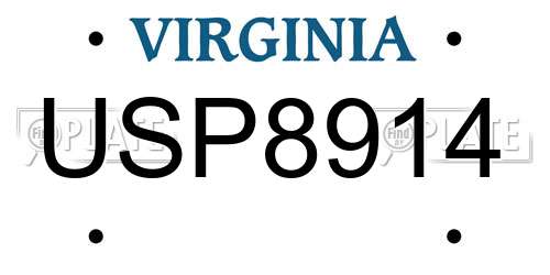 USP8914 Virginia License Plate