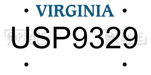 USP9329 Virginia License Plate