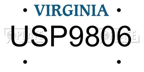 USP9806 Virginia License Plate