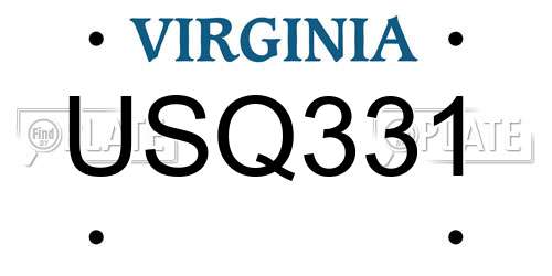 USQ331 Virginia License Plate