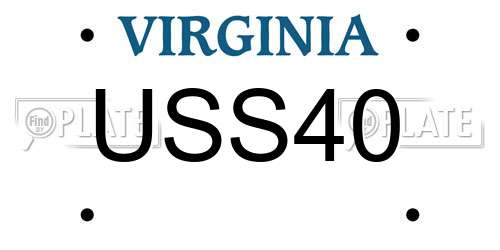USS40 Virginia License Plate
