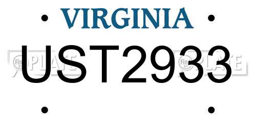 UST2933 Virginia License Plate