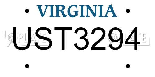 UST3294 Virginia License Plate