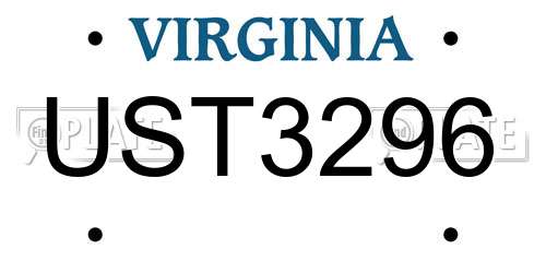 UST3296 Virginia License Plate