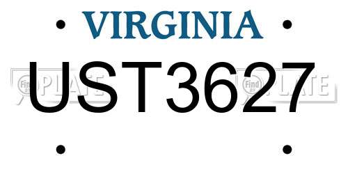 UST3627 Virginia License Plate