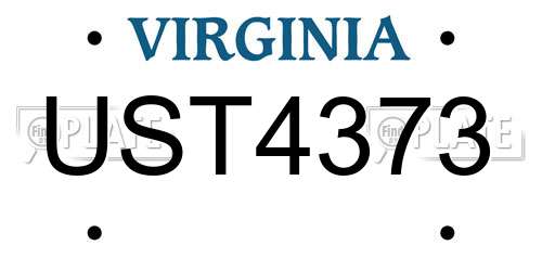 UST4373 Virginia License Plate