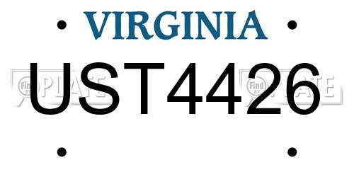 UST4426 Virginia License Plate