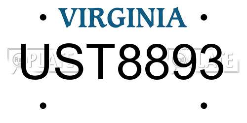 UST8893 Virginia License Plate