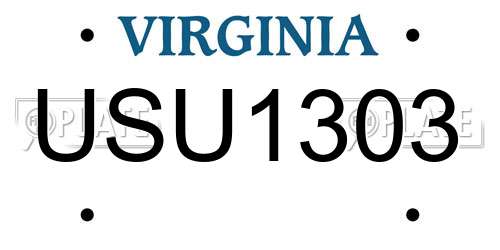 USU1303 Virginia License Plate