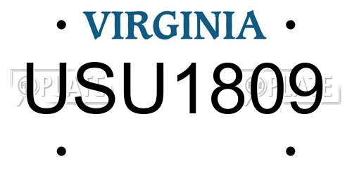 USU1809 Virginia License Plate