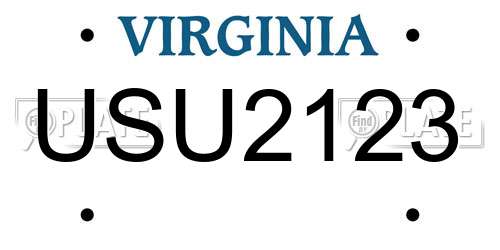 USU2123 Virginia License Plate