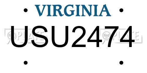 USU2474 Virginia License Plate