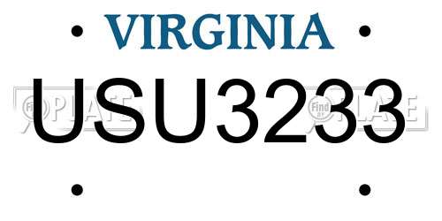 USU3233 Virginia License Plate