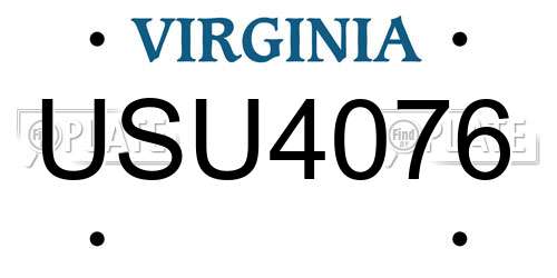 USU4076 Virginia License Plate