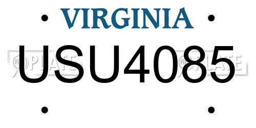 USU4085 Virginia License Plate