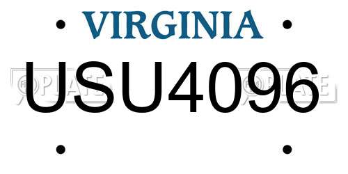 USU4096 Virginia License Plate