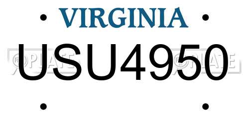 USU4950 Virginia License Plate