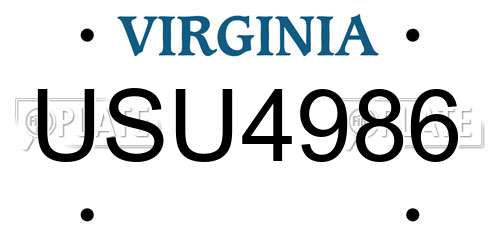 USU4986 Virginia License Plate