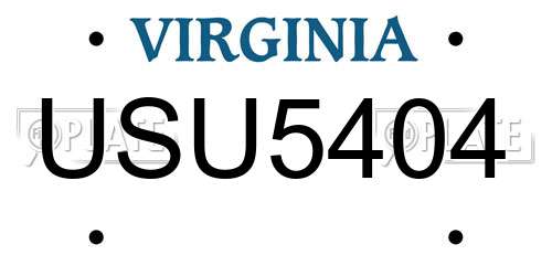 USU5404 Virginia License Plate