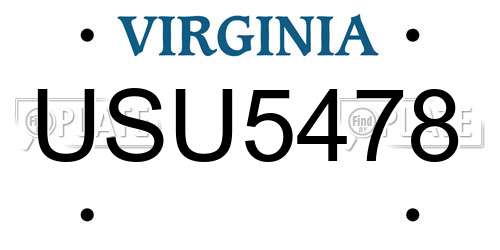 USU5478 Virginia License Plate