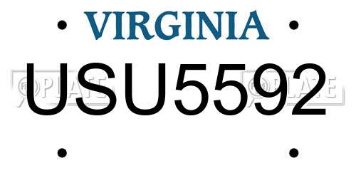 USU5592 Virginia License Plate