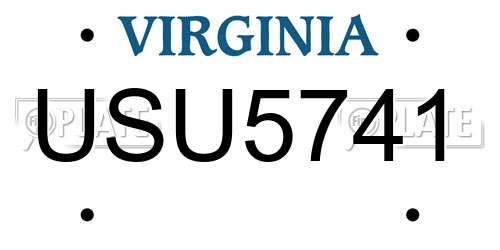 USU5741 Virginia License Plate
