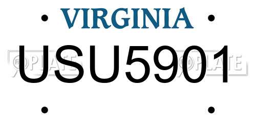 USU5901 Virginia License Plate