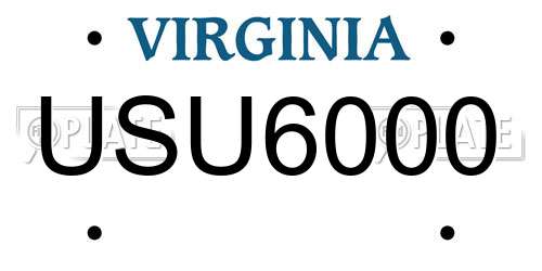 USU6000 Virginia License Plate