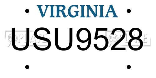 USU9528 Virginia License Plate