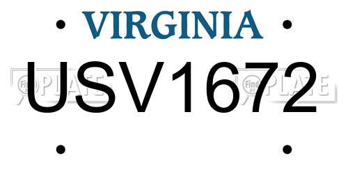 USV1672 Virginia License Plate