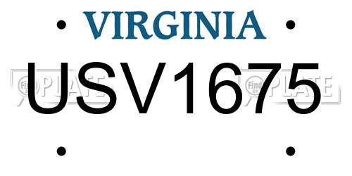 USV1675 Virginia License Plate