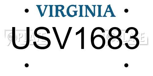 USV1683 Virginia License Plate