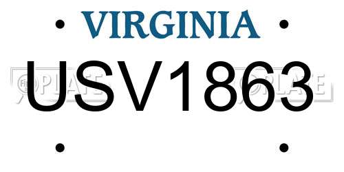 USV1863 Virginia License Plate